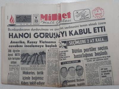 Milliyet Gazetesi - 4 Nisan 1968 - Hanoi Görüşmeyi Kabul Etti GZ112317 - 1