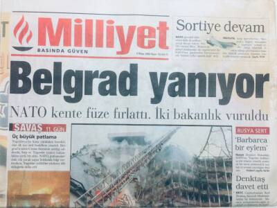Milliyet Gazetesi 4 Nisan 1999 - Belgrad Yanıyor GZ43020 - 1