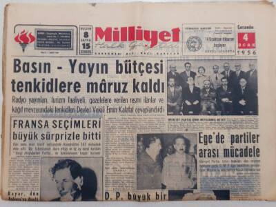 Milliyet Gazetesi - 4 Ocak 1956 - Basın Yayın Bütçesi Tenkitlere Maruz Kaldı GZ112107 - 1