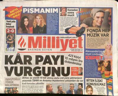 Milliyet Gazetesi 4 Ocak 2015 - Alessandraya Niyet Lindsaye Kısmet - Davutoğlu Yörük Halayında GZ125704 - 1