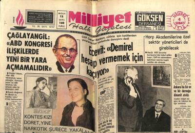 Milliyet Gazetesi 4 Şubat 1976 - Bülent Ecevit Demirel Hesap Vermemek İçin Kaçıyor GZ58922 - 1