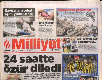 Milliyet Gazetesi 5 Ekim 2014 - Urartulardan Kalma Ferman Bulundu - Biden , 24 Saatte Erdoğandan Özür Diledi GZ106119 - 1
