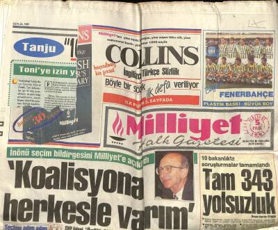 Milliyet Gazetesi 5 Eylül 1991 - 10 Bakanlıkta 343 Yolsuzluk GZ56763 - 1