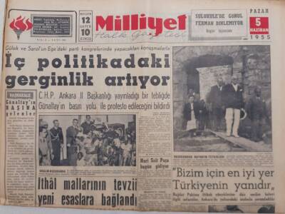 Milliyet Gazetesi - 5 Haziran 1955 - İç Politikadaki Gerginlik Artıyor GZ112101 - 1