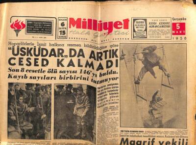 Milliyet Gazetesi 5 Mart 1958 - Üsküdarda Artık Ceset Kalmadı GZ59625 - 1