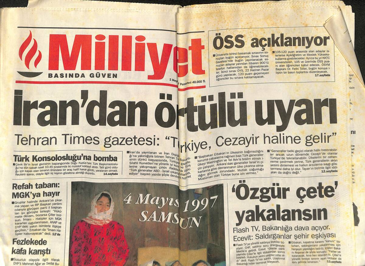 Milliyet Gazetesi 5 Mayıs 1997 - Blayir Diyet Ödeyecek Mi ? - İran'dan Örtülü Uyarı GZ152990 - 1