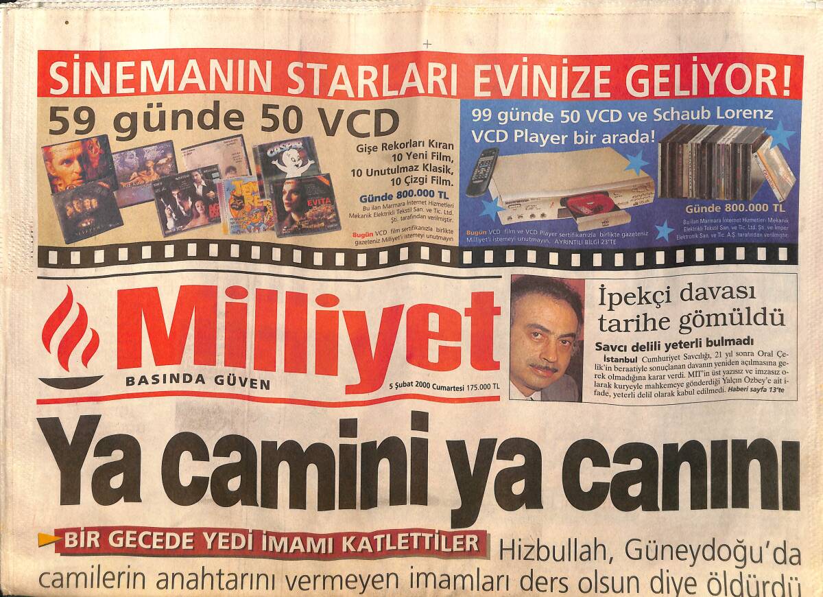 Milliyet Gazetesi 5 Şubat 2000 - Sergen'in Çalımı Jet Fadıl'ı Kurtardı - Türkan Şoray Ve Şener Şen İkinci Baharı Urfa'da Yaşayacaklar GZ157477 - 1