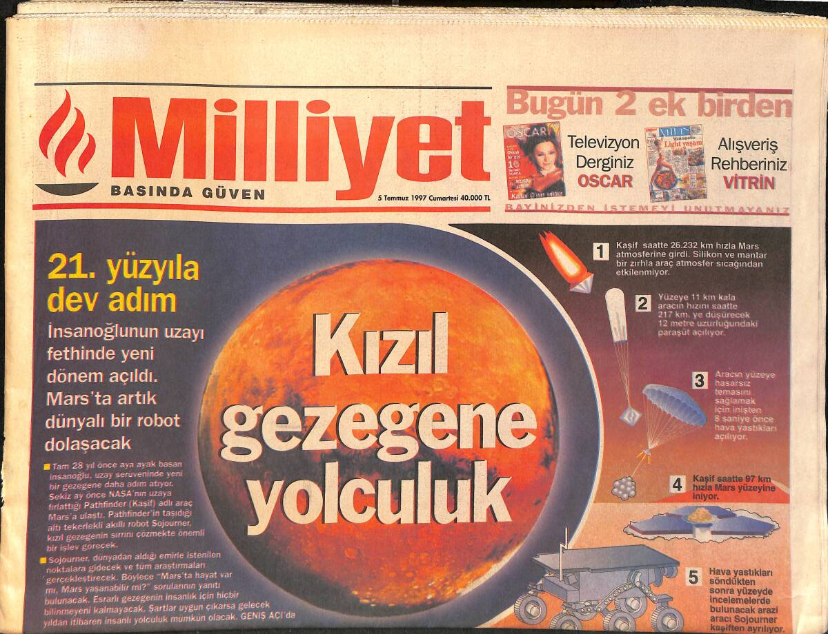 Milliyet Gazetesi 5 Temmuz 1997 - Altın Elma Atatürk'e - Fatih Terim Rahatladı GZ2393 - 1