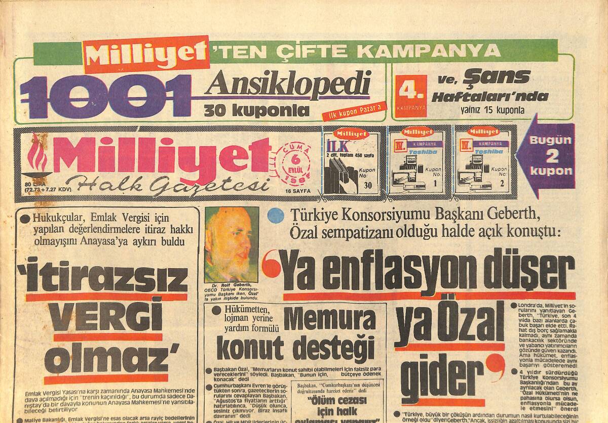 Milliyet Gazetesi 6 Eylül 1985 - Abacı, Senar'ı Sahneye Çıkardı - Türkücü İpek Erdem Serbest GZ3317 - 1