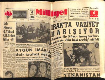 Milliyet Gazetesi 6 Kasım 1958 - Irakta Vaziyet Karışıyor.. Yunan Kralı Paul Trakyada GZ59569 - 1