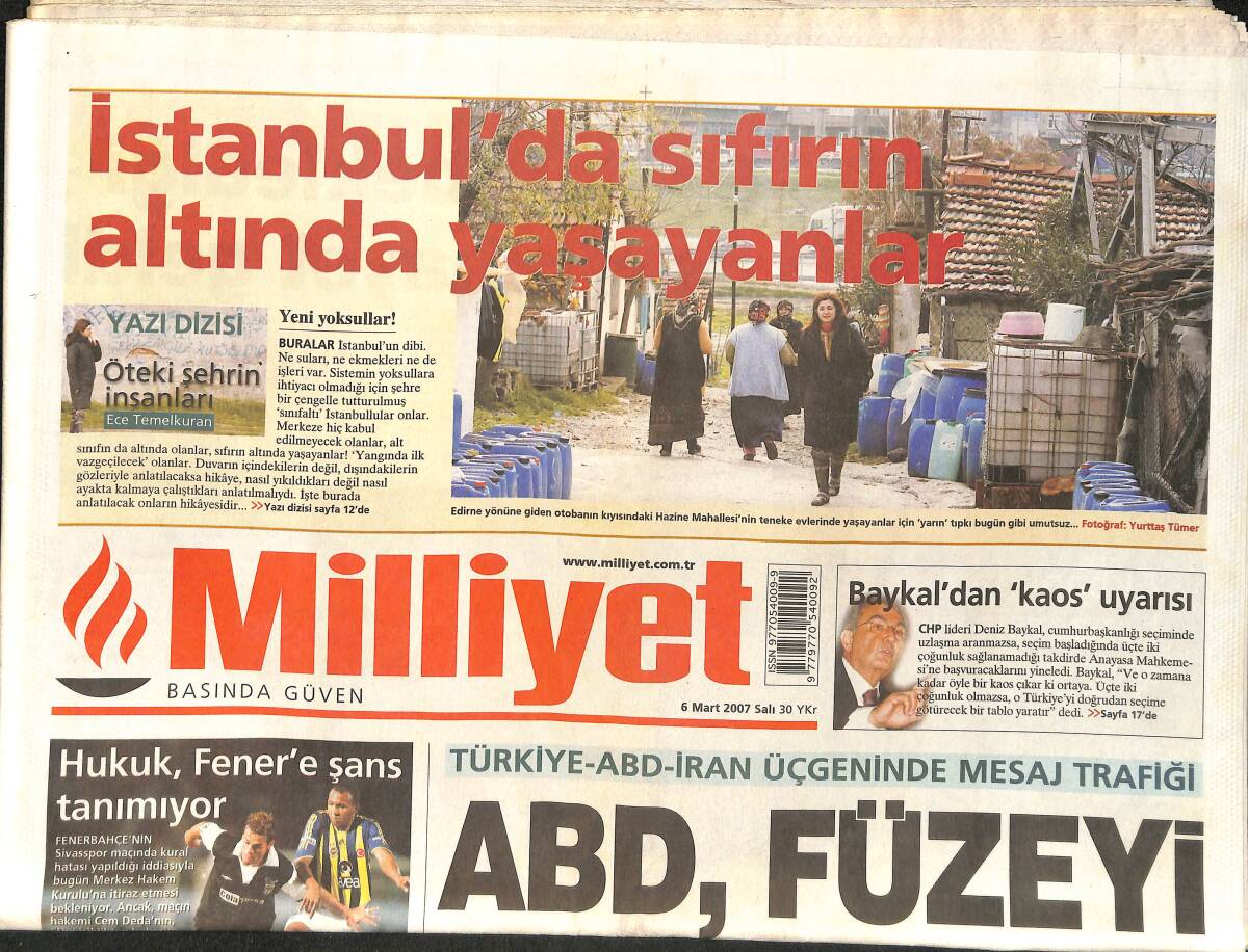 Milliyet Gazetesi 6 Mart 2007 - ABD, Füzeyi Hatırlattı - Dünya Borsalarında Yen Tsunamisi GZ3314 - 1