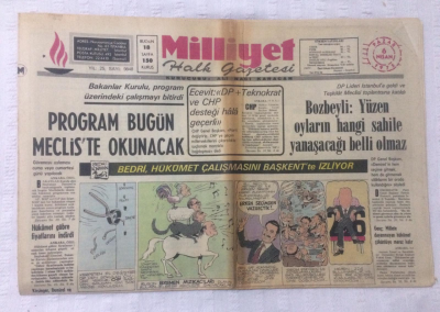 Milliyet Gazetesi 6 Nisan 1975 - Bozbeyli Yüzen Oyların Hangi Sahile Yanaşacağı Belli Olmaz - GZ17522 - 2