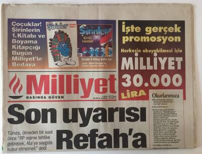 Milliyet Gazetesi 6 Nisan 1997 - Türkeş Ölmeden Bir Saat Önce Son Uyarısını Refah Partisine Getirdi - GZ20663 - 1