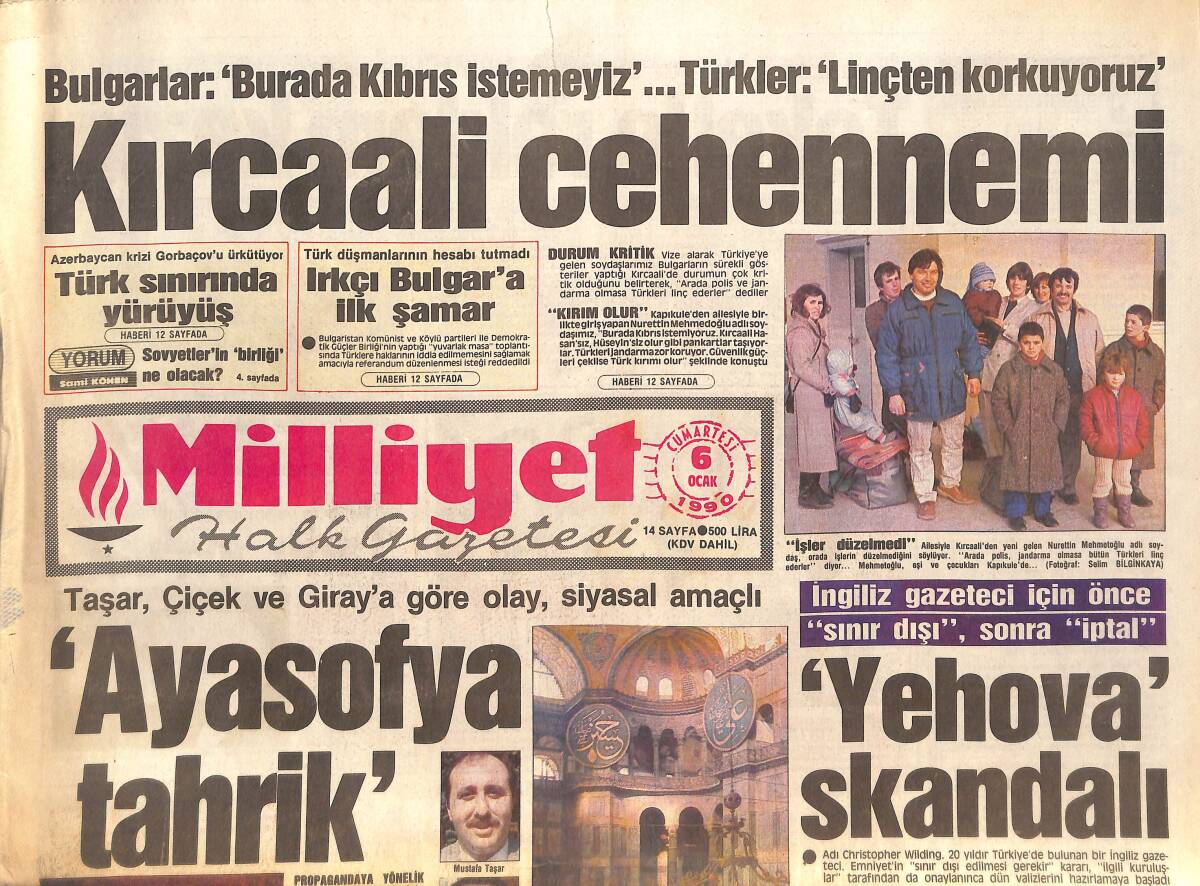 Milliyet Gazetesi 6 Ocak 1990 - Bulgarlar, Kıbrıslıları İstemiyor - 4'lü Zirvede Kaptanlar Bir Arada GZ134030 - 1