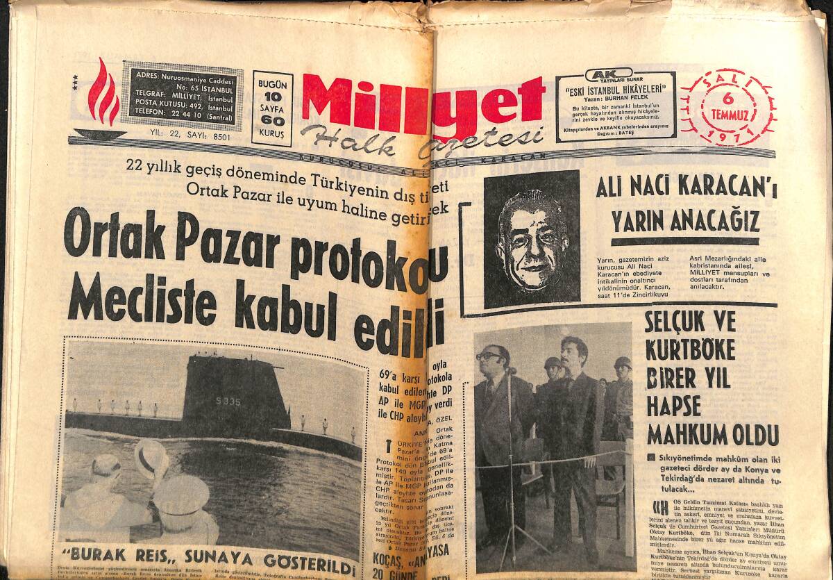 Milliyet Gazetesi 6 Temmuz 1971 - Sakatlar Derneği'nin Pikniğinde Ajda Pekkan Vardı - Galatasaray Ergün'ü 400 Bine Beşiktaş'a Veriyor GZ140067 - 1