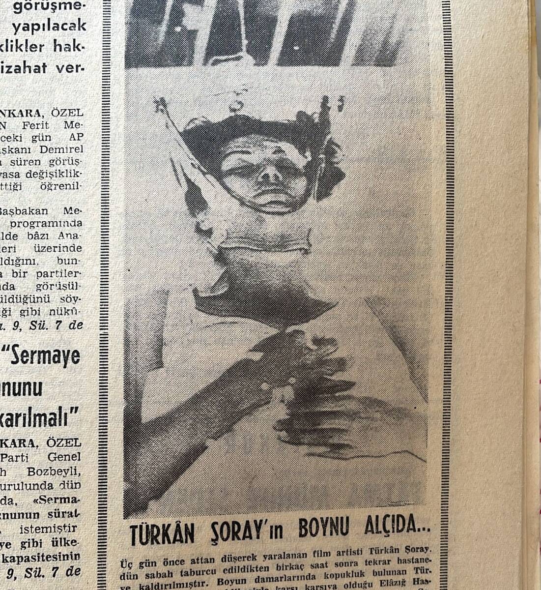 Milliyet Gazetesi 6 Temmuz 1972 - Türkan Şoray'ın Boynu Alçıda - CHP'li 5 Parlamenter Partiden İstifa Etti GZ140224 - 2