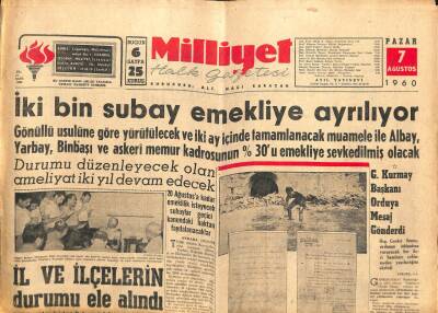 Milliyet Gazetesi - 7 Ağustos 1960 - İki bin Subay Emekliye Ayrılıyor GZ110912 - 1