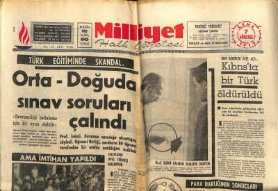 Milliyet Gazetesi - 7 Ağustos 1970 - Orta-Doğuda Sınav Soruları Çalındı GZ110754 - 1