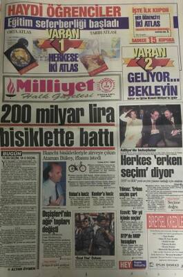 Milliyet Gazetesi 7 Eylül 1994- 200 Milyar Lira Bisiklette Battı GZ45460 - 2