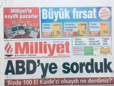 Milliyet Gazetesi 7 Eylül 2003 - ABDye Sorduk GZ43022 - 1