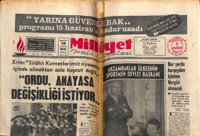 Milliyet Gazetesi 7 Haziran 1971 - Ordu Anayasa Değişikliği İstiyor GZ58759 - 1