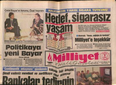 Milliyet Gazetesi 7 Şubat 1988 - Bankalar Tedirgin, Hedef Sigarasız Yaşam GZ66578 - 2