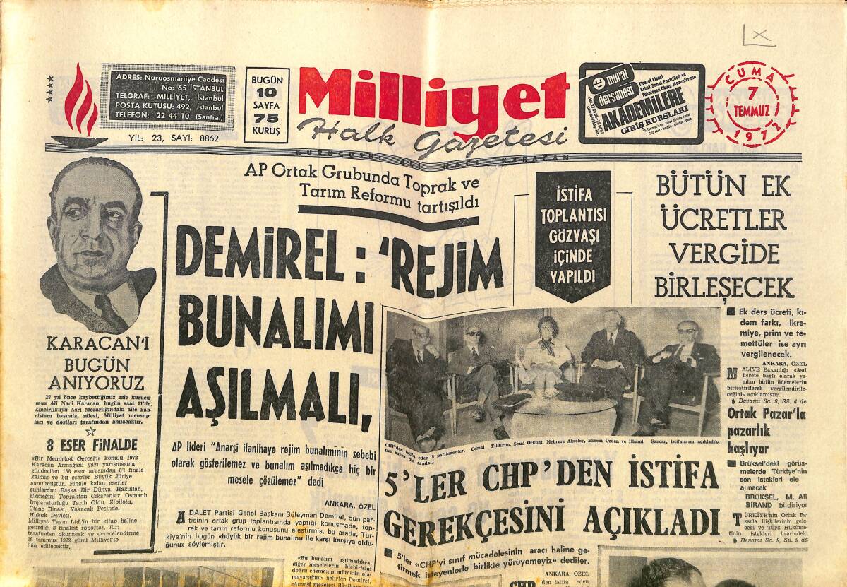 Milliyet Gazetesi 7 Temmuz 1972 - Clay, Fraizer İle Yapacağı Kader Maçına Hazırlanıyor - Galatasaray Samsunlu Temel'le Görüştü GZ140223 - 1