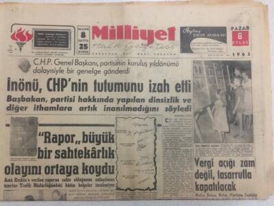 Milliyet Gazetesi 8 Eylül 1963 - İnönü, Chpnin Tutumunu İzah Etti GZ52362 - 1