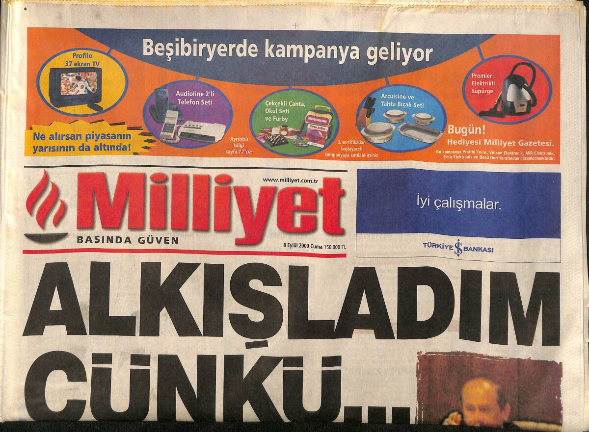 Milliyet Gazetesi 8 Eylül 2000 - Amokachi Rakip Kabileden - Scala'dan İtiraf GZ157324 - 1