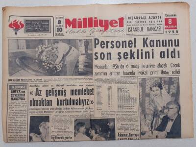 Milliyet Gazetesi - 8 Haziran 1955 - Personel Kanunu Son Şeklini Aldı GZ112098 - 1