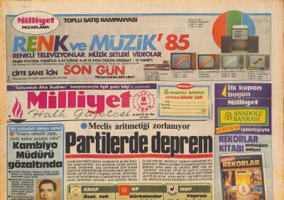 Milliyet Gazetesi 8 Mart 1985 - İnönü Sıkıyönetim Kalkmalı Dedi, Katardan Açıklamalar, Asuman Tuğberk, Tottenham Takımı GZ126408 - 1