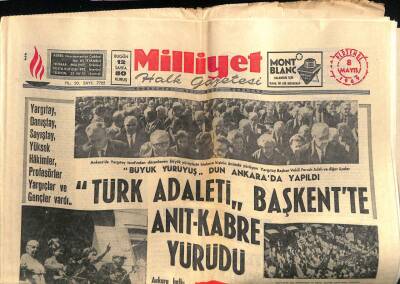 Milliyet Gazetesi 8 Mayıs 1969 - Yargıtay,Danıştay,Yüksek Hakimler Anıtkabire Yürüdü GZ58787 - 1