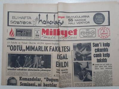 Milliyet Gazetesi - 8 Nisan 1969 - ODTÜ Mimarlık Fakültesi İşgal Edildi GZ112261 - 1