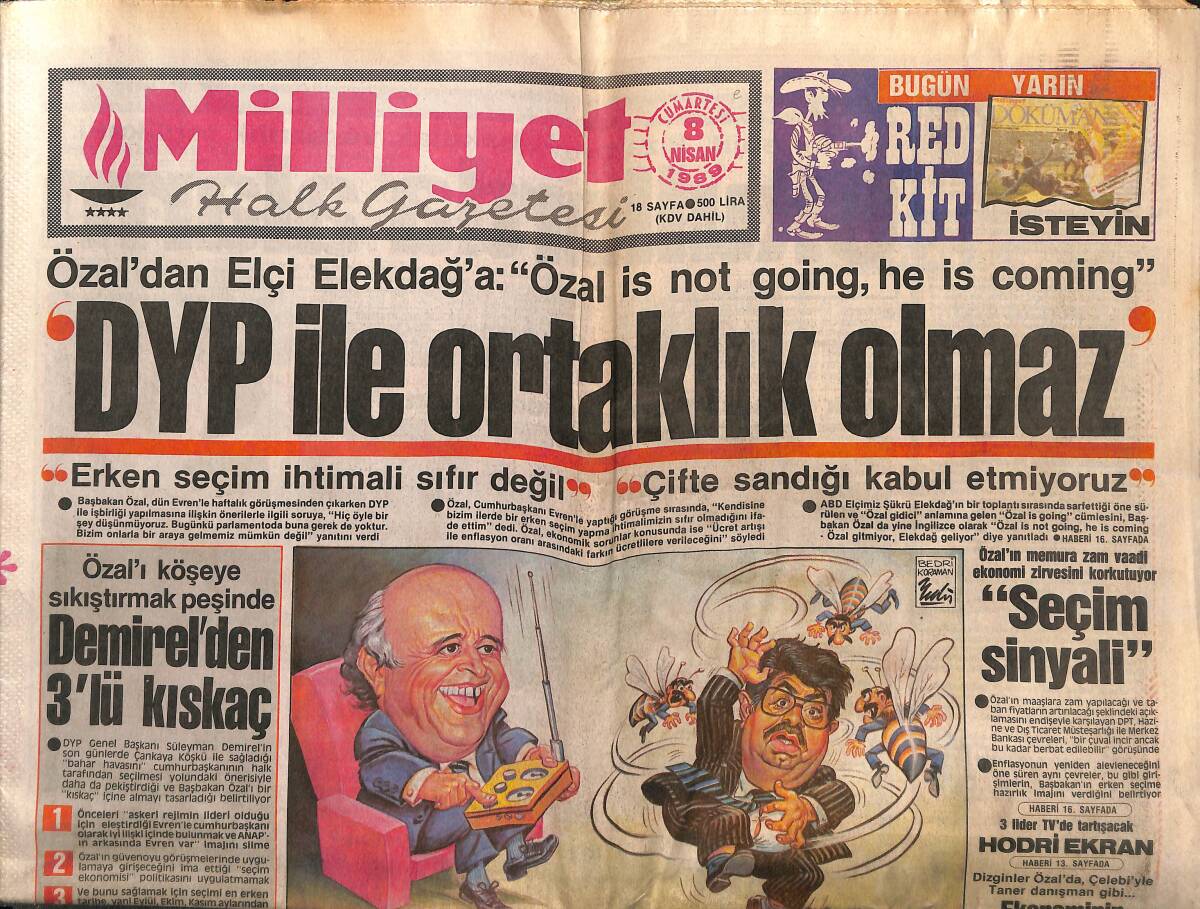 Milliyet Gazetesi 8 Nisan 1989 - Hüner Coşkuner Kendini Yargıladı - Çıplaklık Modası - Tony Curtis'in Kızı Da Playboy'a Poz Verdi GZ149300 - 1