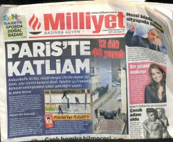 Milliyet Gazetesi 8 Ocak 2015 - HSYKdan Tarihi Soruşturma - Pariste Katliam 12 Ölü 40 Yaralı GZ100725 - 1