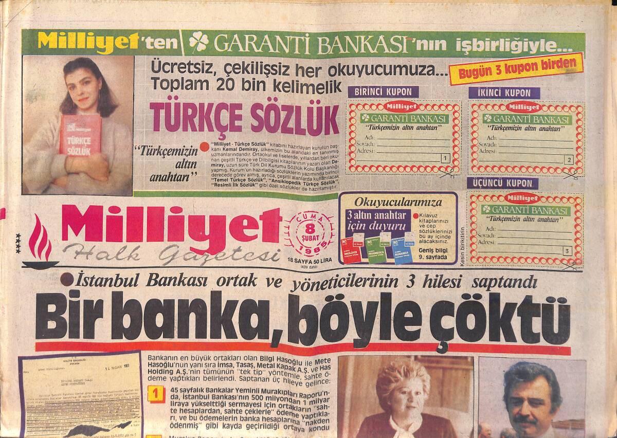Milliyet Gazetesi 8 Şubat 1985 - Fenerbahçe Hakeme Ateş Püskürüyor - Hükümetin Ağzını Bıçak Açmıyor GZ155875 - 1
