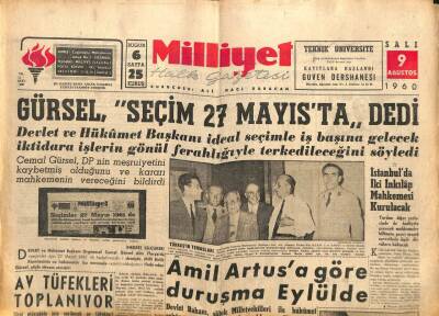 Milliyet Gazetesi - 9 Ağustos 1960 - Gürsel Seçim 27 Mayısta Dedi GZ110935 - 1