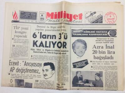 Milliyet Gazetesi 9 Aralık 1968 - Ecevit Anayasayı AP Değiştiremez GZ53711 - 1