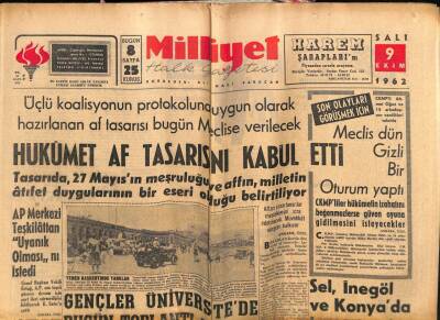 Milliyet Gazetesi 9 Ekim 1962 - Rusyadaki Ayaklanma Hakkında Amerika Açıklama Yaptı GZ58707 - 1