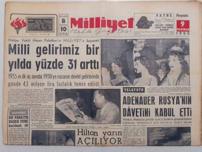Milliyet Gazetesi - 9 Haziran 1955 - Milli Gelirimiz Bir Yılda Yüzde 31 Arttı GZ112097 - 1