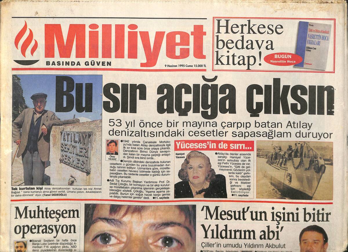 Milliyet Gazetesi 9 Haziran 1995 - Rıdvan Artık Hacizli - CHP'de Kavga GZ3826 - 1