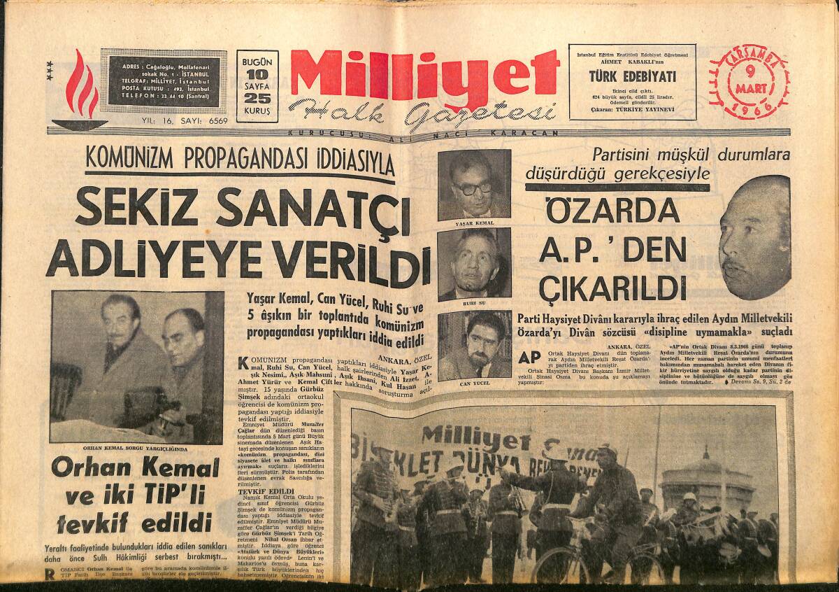 Milliyet Gazetesi 9 Mart 1966 - Zeki Müren Mankenlik Yaptı - Navas Rekor Kırdı Ünlü Yıldızlar Da Dolmabahçede'ydi: Türkan Şoray, Hülya Koçyiğit GZ140281 - 1