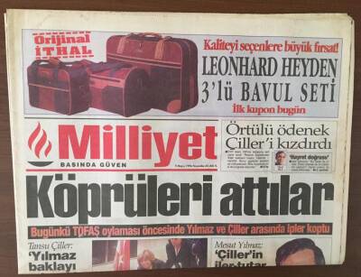 Milliyet Gazetesi 9 Mayıs 1996 - Tofaş Önergesi Bugün Mecliste GZ6948 - 1