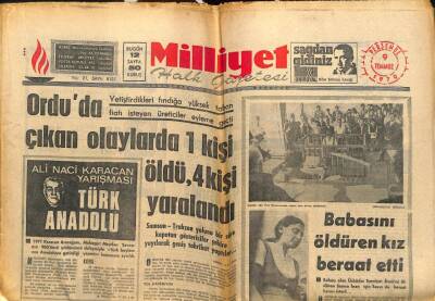 Milliyet Gazetesi - 9 Temmuz 1970 - Babasını Öldüren Kız Beraat Etti GZ110790 - 1