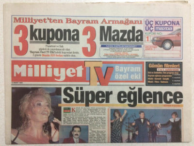 Milliyet Gazetesi Bayram Eki 13 Mart 1994 - Süper Eğlence Ajda Pekkan İle Coşacak Fatih Kısaparmak İle Duygulanacağız GZ24518 - 1