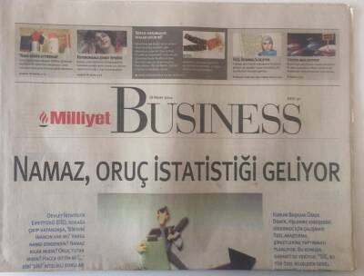 Milliyet Gazetesi Busıness Eki 18 Nisan 2004 - Namaz , Oruç İstatistiği Geliyor GZ20573 - 1