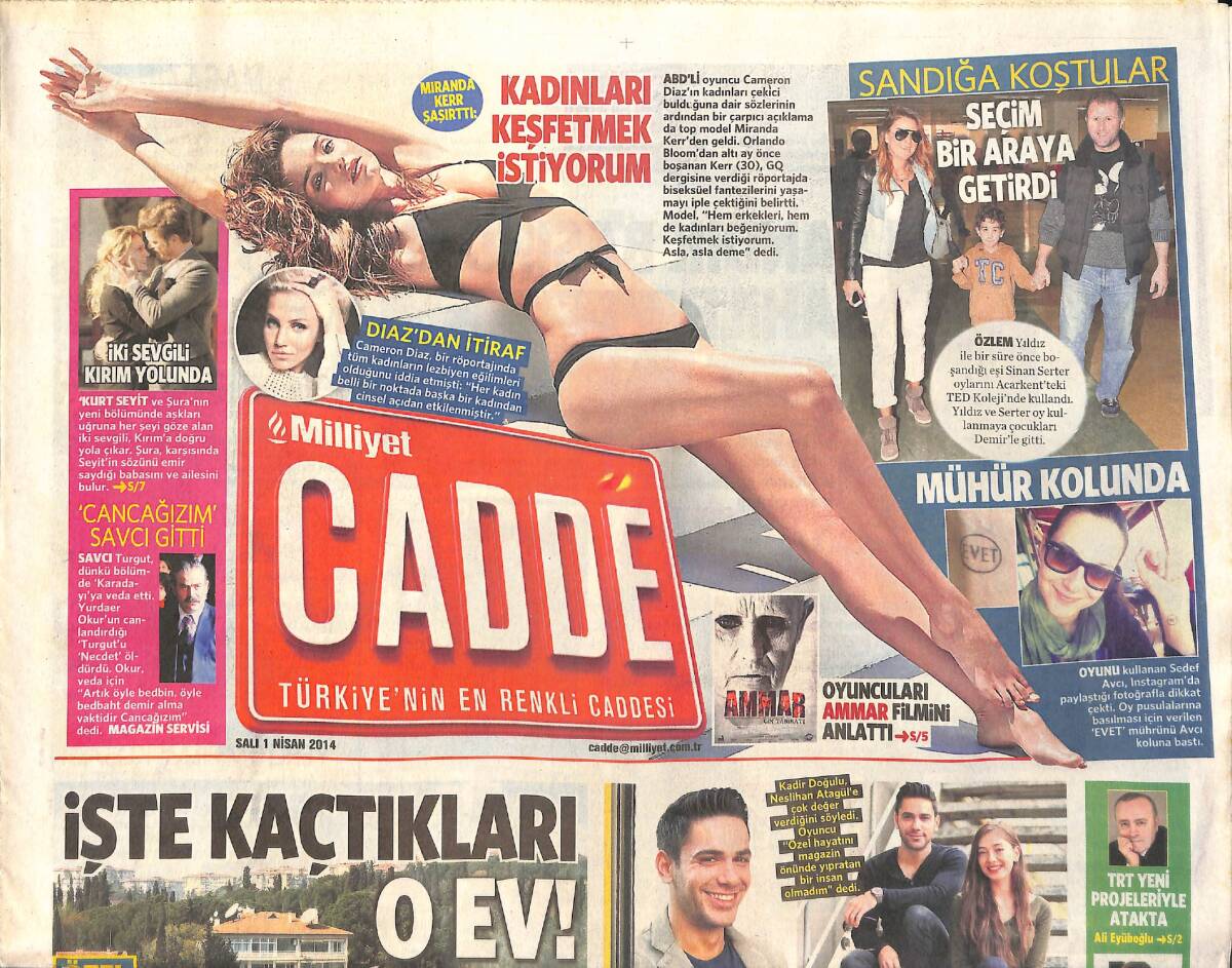 Milliyet Gazetesi Cadde Eki 1 Nisan 2014 - Kadir Doğulu, Neslihan Atagül İle Beraber - Pascal Nouma'dan Kartal Duruşu GZ158378 - 1