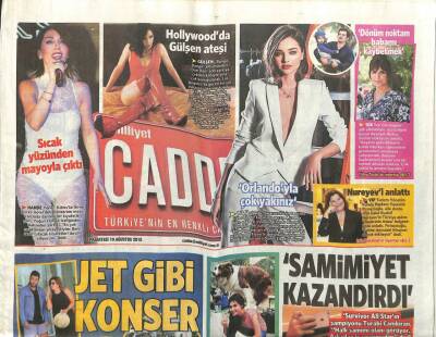 Milliyet Gazetesi Cadde Eki 10 Ağustos 2015 - Hande Yener Sıcak Yüzünden Mayoyla Çıktı, Jet Gibi Konser GZ107532 - 1