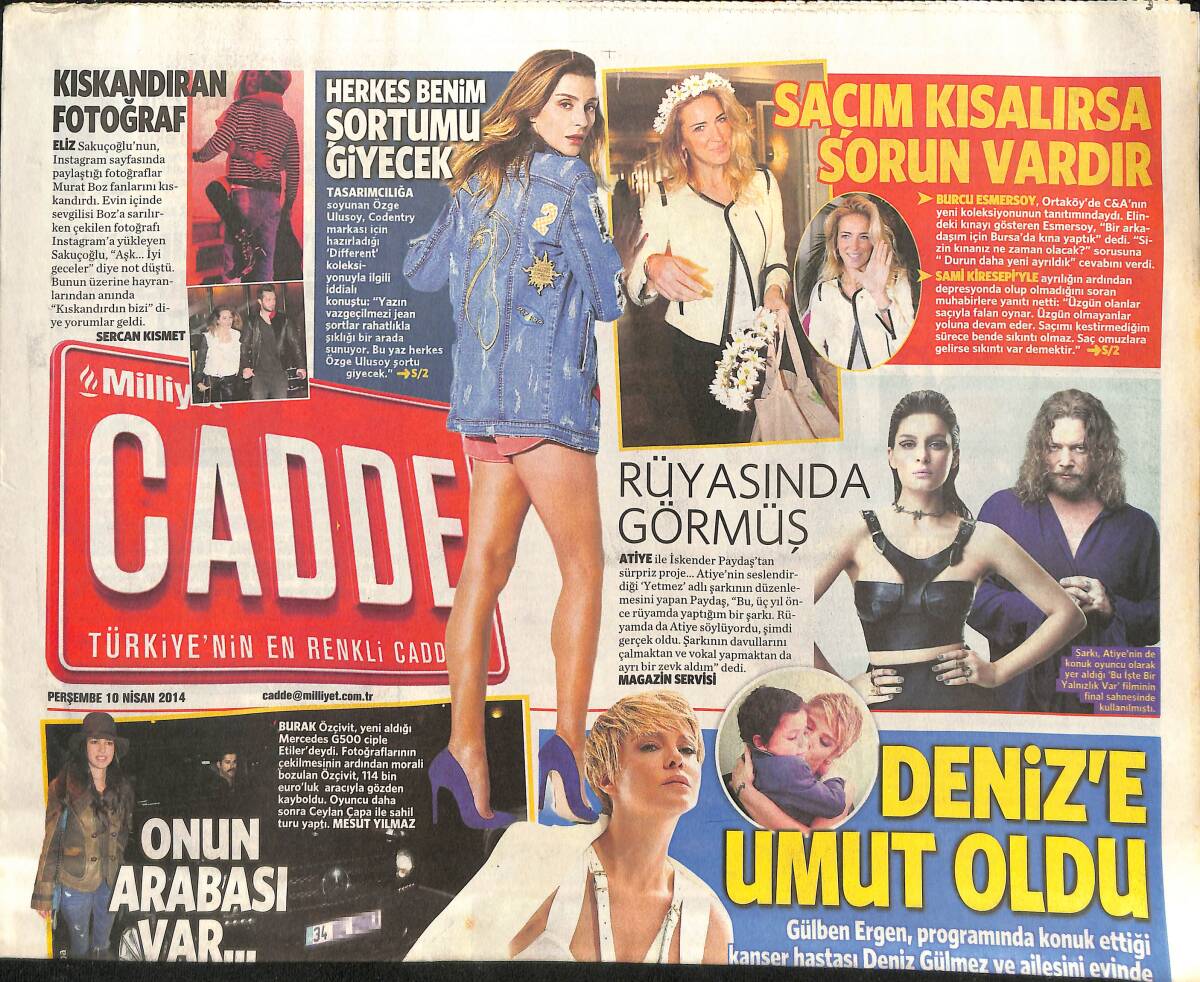 Milliyet Gazetesi Cadde Eki 10 Nisan 2014 - Kıvanç Tatlıtuğ Yeğenlerini Sevdi - İdealizmin Ve Aşkın Romanı Çalıkuşu GZ136297 - 1
