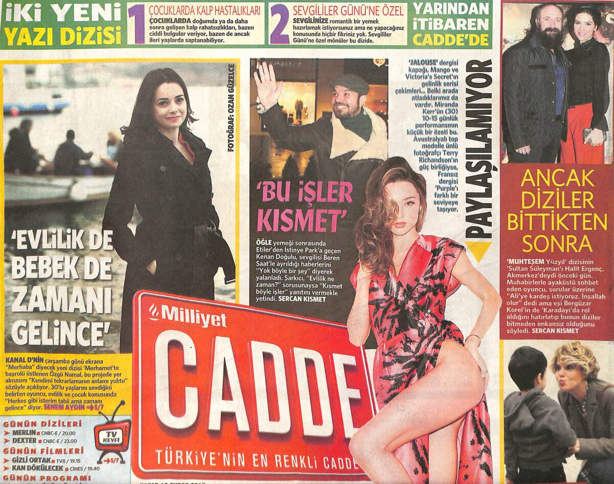 Milliyet Gazetesi Cadde Eki 10 Şubat 2013 - Halit Ergenç Kameralar Karşısında - Özgü Namal 